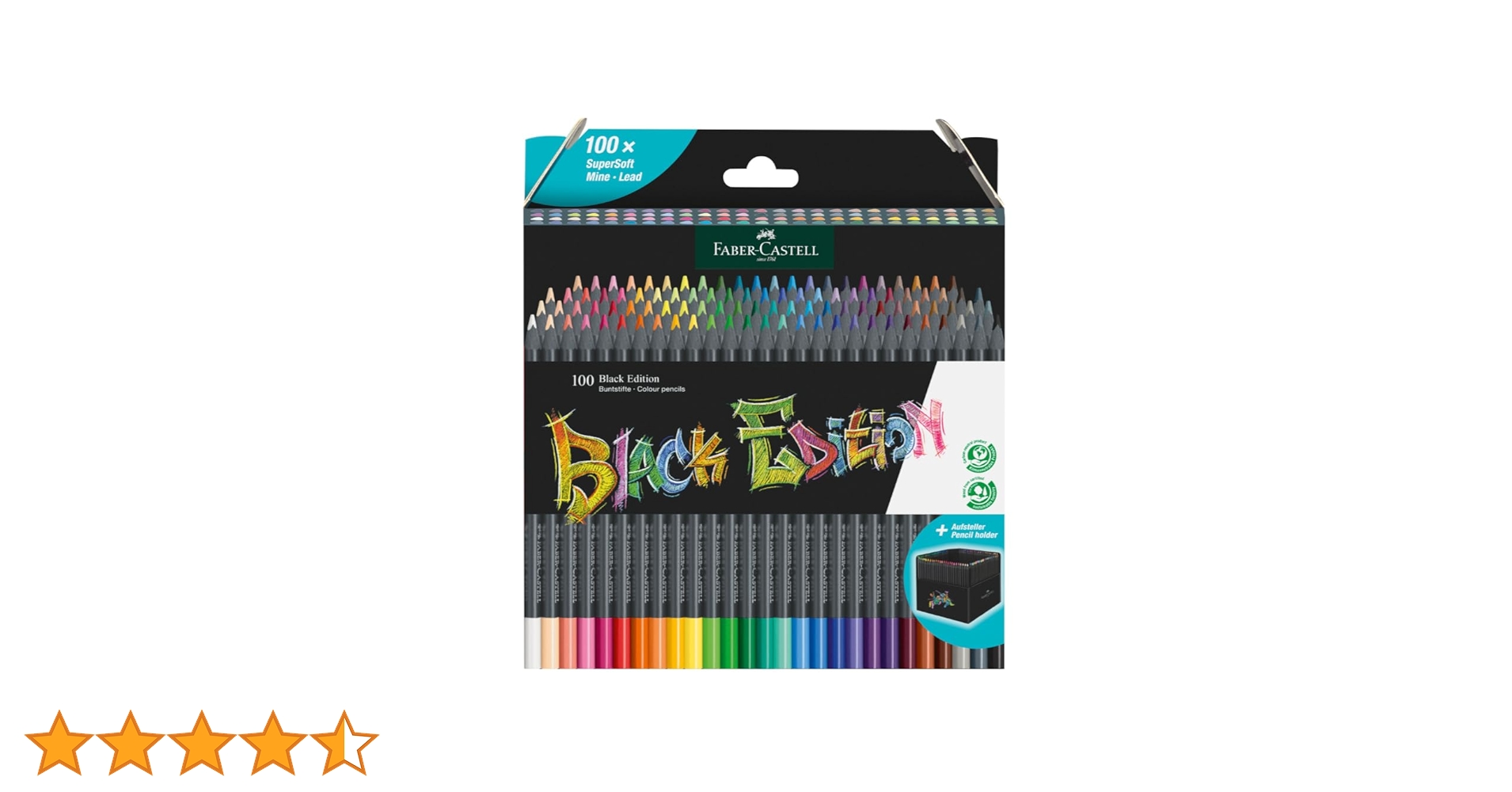 Faber-Castell Black Edition Colour Pencils, Cardboard Wallet of